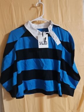 KBB by Kahlana The Asymmetric Striped Rugby Shirt: BLUE: New With Tags: SIZE S